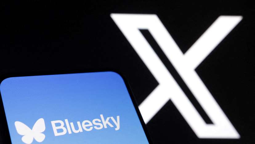 FILE PHOTO: Illustration shows Bluesky and X app logos