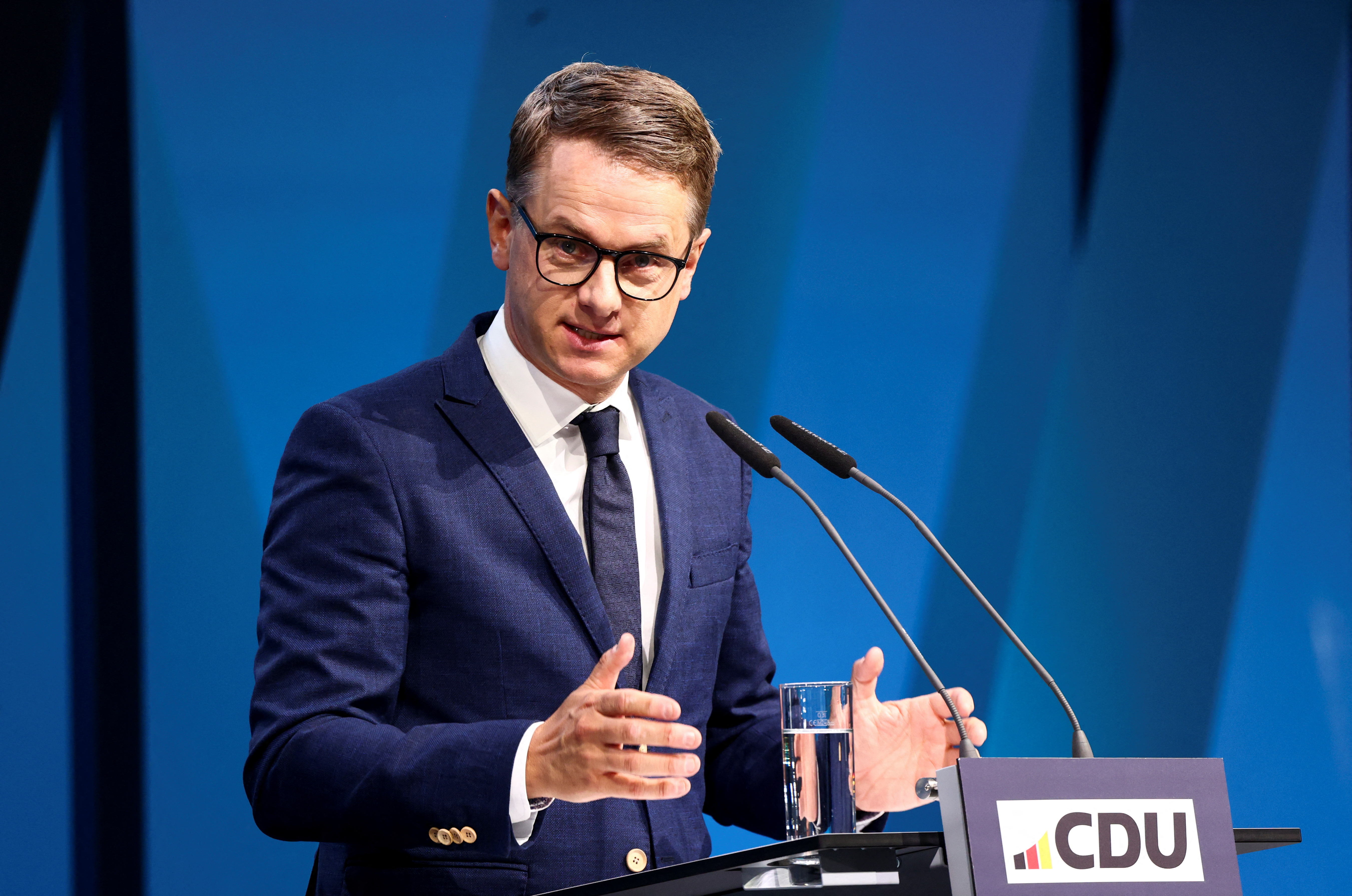 Christian Democratic Union (CDU) party conference to formally sign off on a coalition agreement reached with the Social Democrats, in Berlin