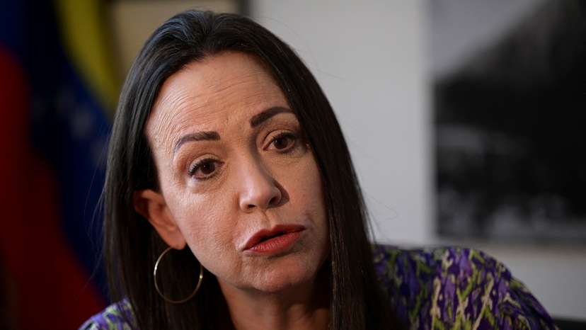 Venezuelan opposition leader Maria Corina Machado attends an interview with Reuters, in Caracas