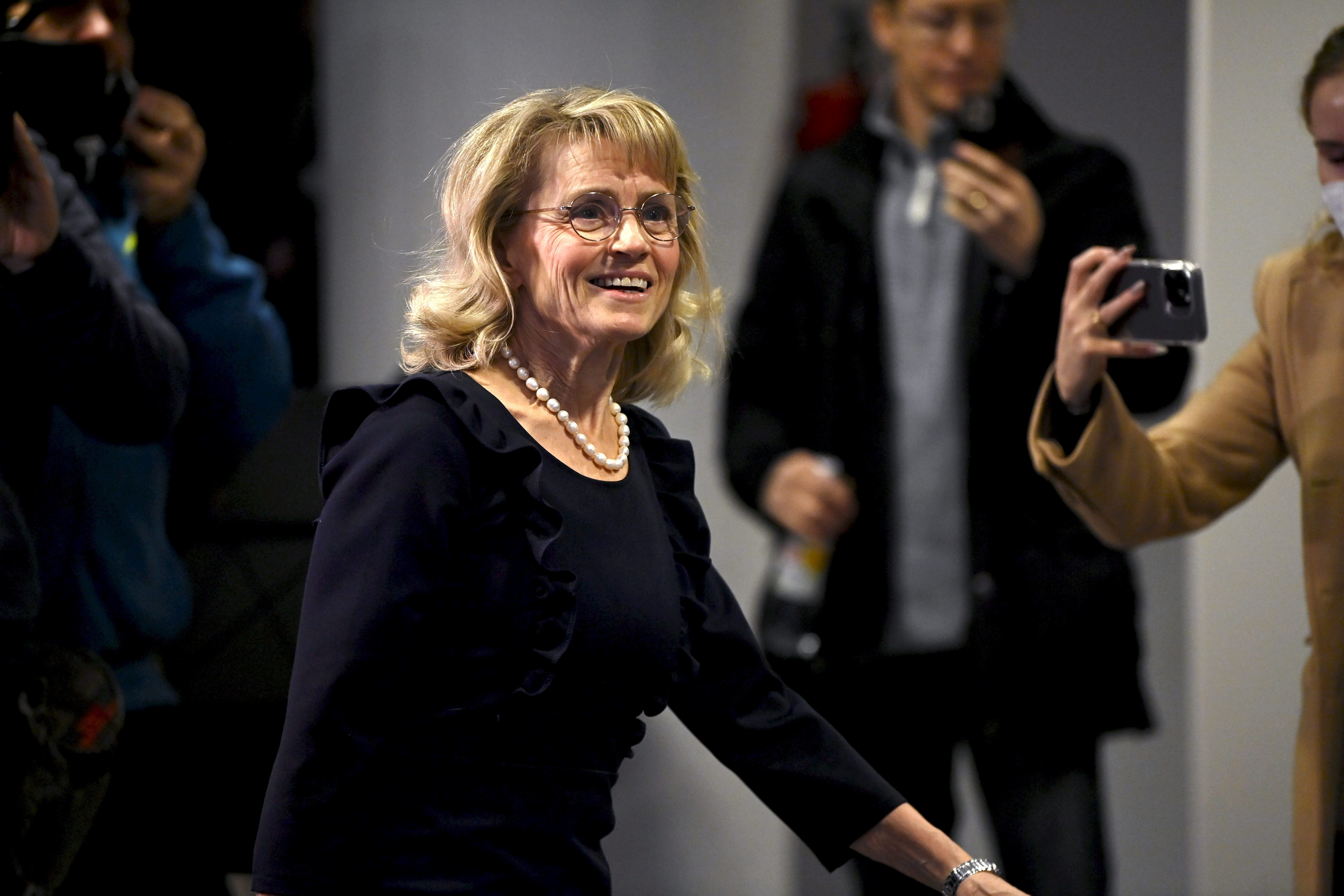 Finnish Member of Parliament Paivi Rasanen attends a court session in Helsinki