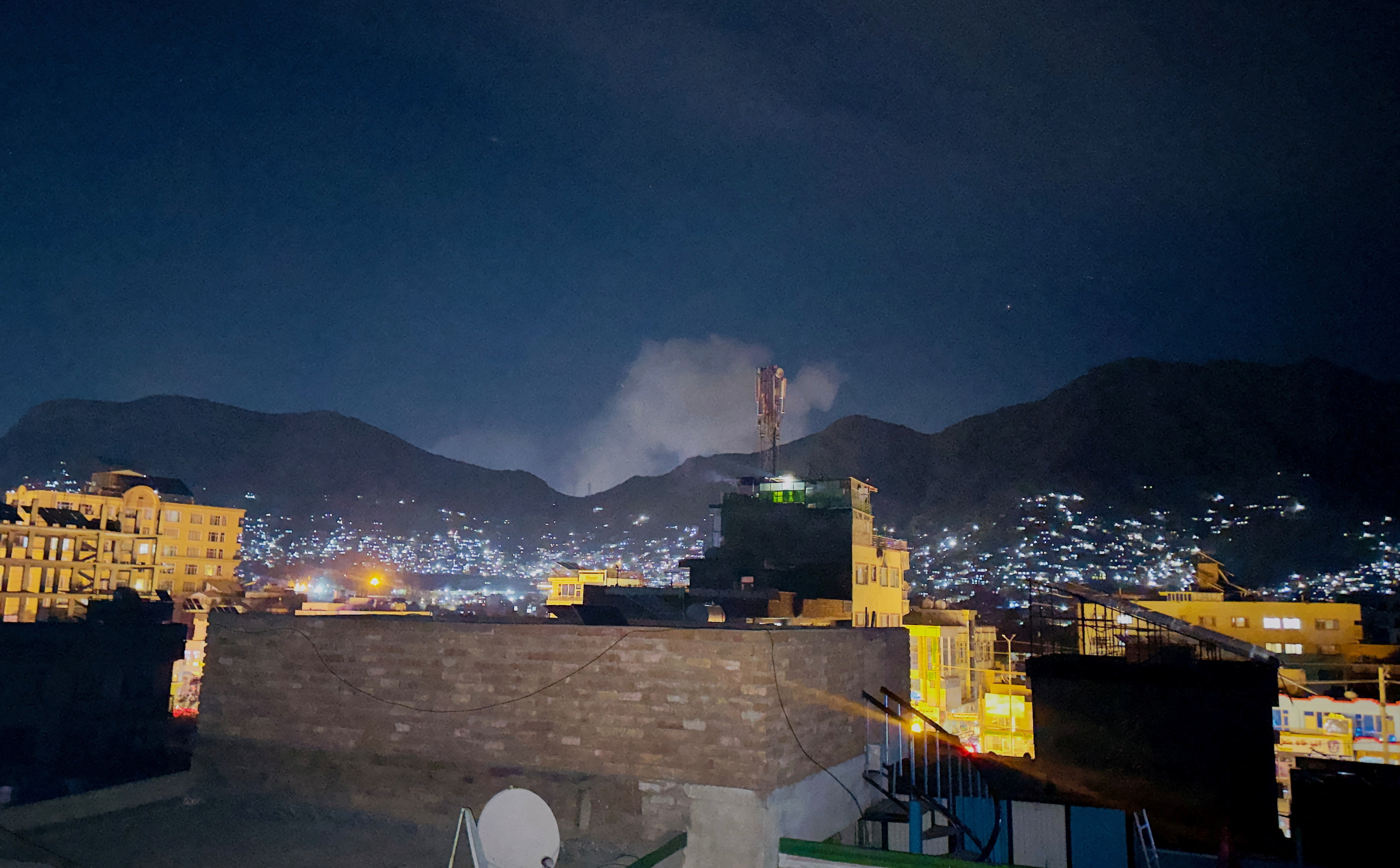 Smoke rises after an explosion in what the Taliban said was a Pakistani air strike in Kabul