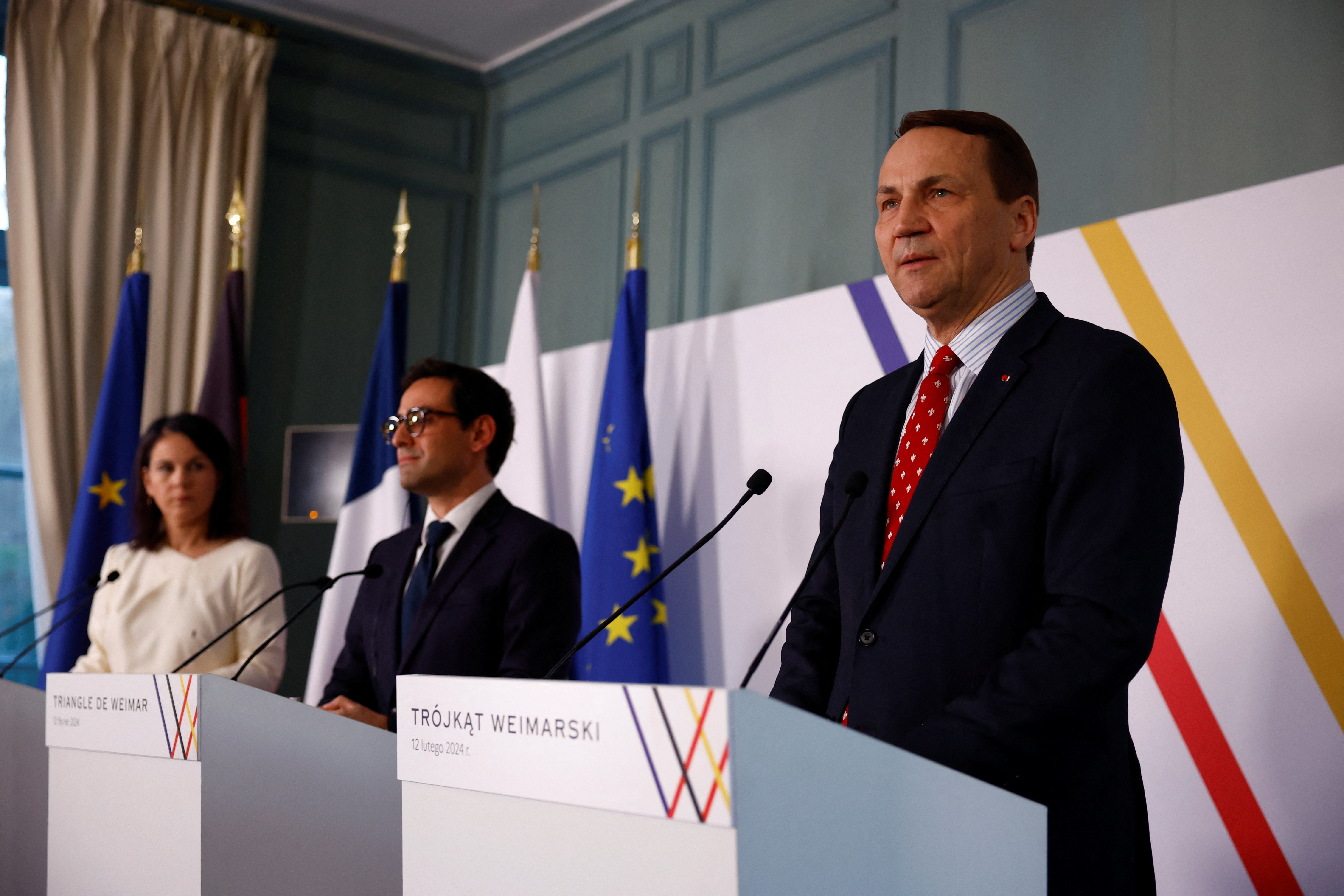 German, Polish and French Foreign Ministers meet at the Chateau de la Celle Saint-Cloud near Paris