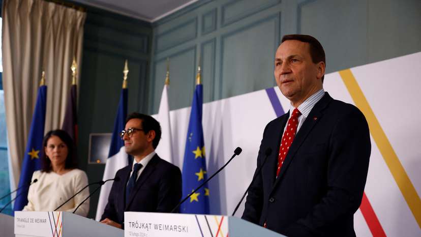 German, Polish and French Foreign Ministers meet at the Chateau de la Celle Saint-Cloud near Paris