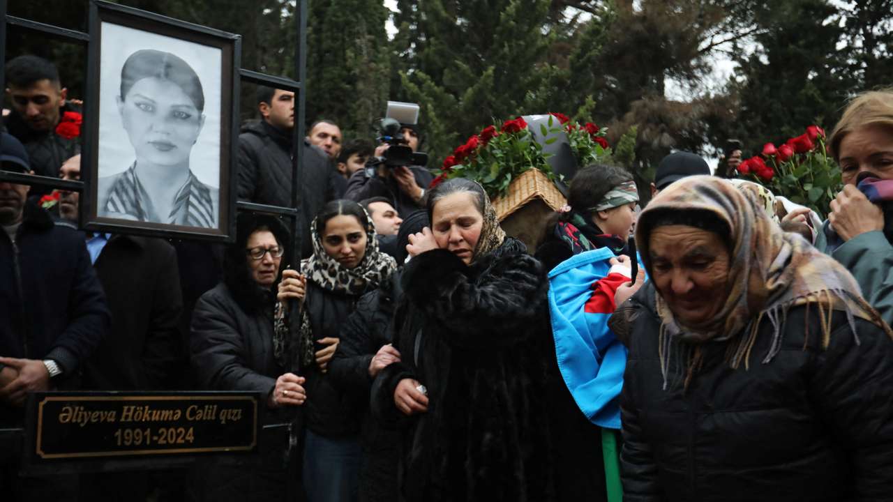 Funeral of the crew members of the Azerbaijan Airlines passenger plane that crashed in Kazakhstan, in Baku