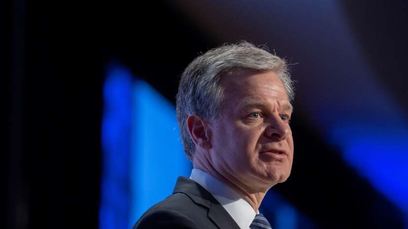 Federal Bureau of Investigation (FBI) Director Christopher Wray speaks during the Anti-Defamation League's "Never is Now" summit at the Jacob Javits Convention Center in New York