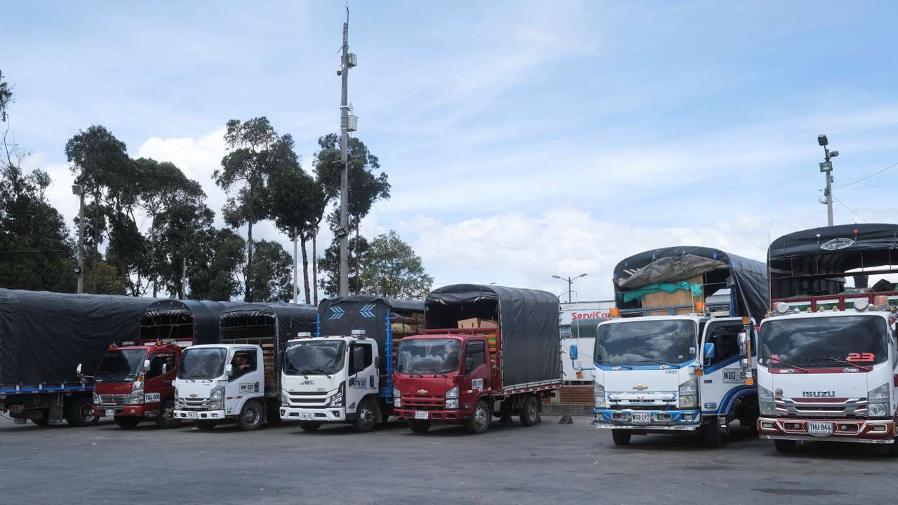 Truckers protest over diesel price hike, in Bogota