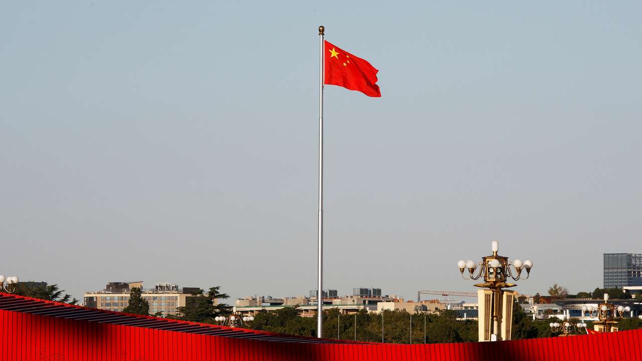 Chinese flag flutters at the Tiananmen Square in Beijing