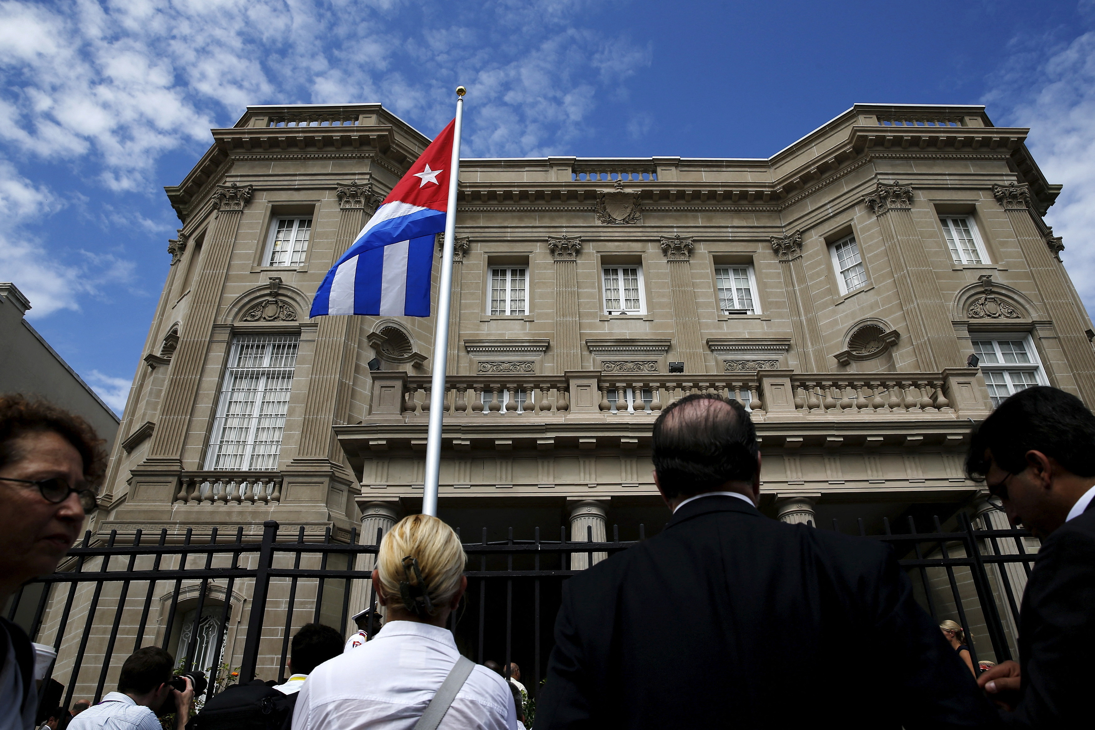 FILE PHOTO: The Cuban flag flutters at the Cuban Embassy in Washington