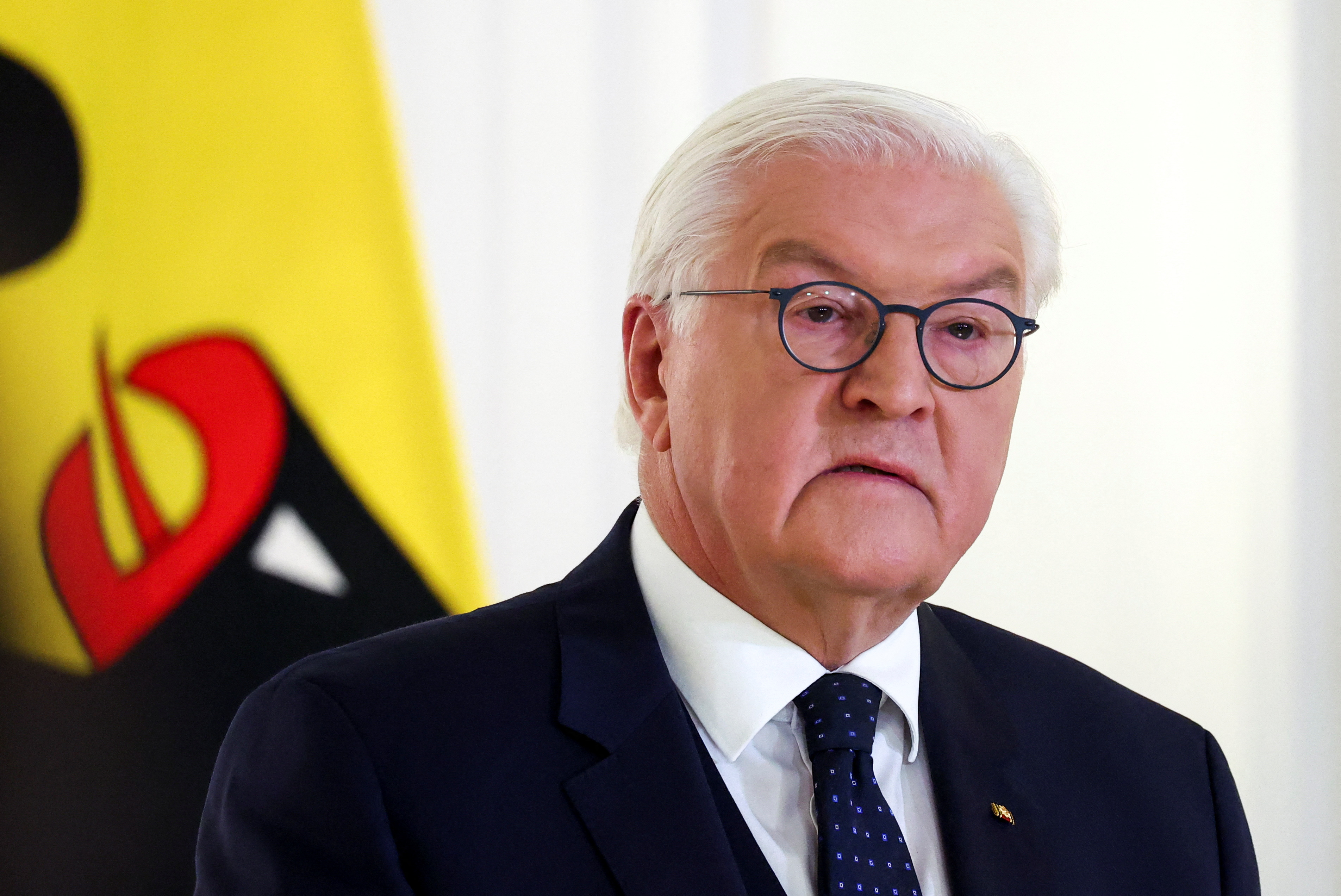 FILE PHOTO: German President Frank-Walter Steinmeier gives a statement at Bellevue palace