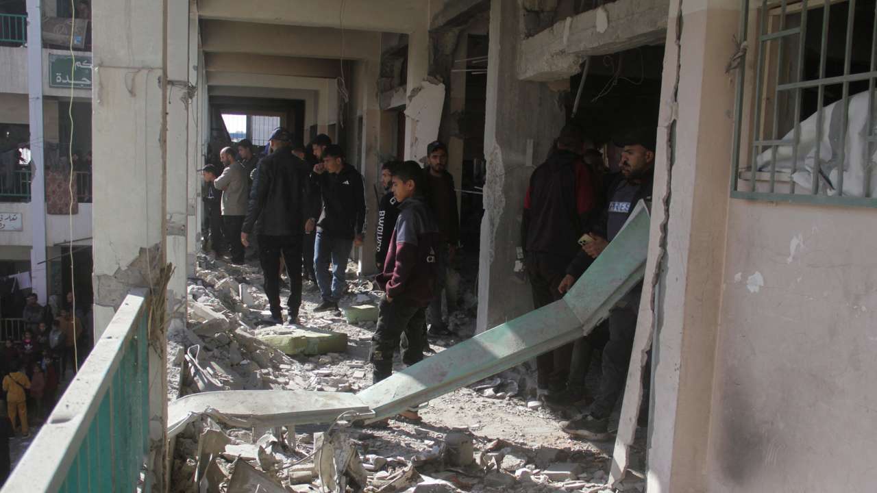 Aftermath of an Israeli strike on a school sheltering displaced people in Gaza City