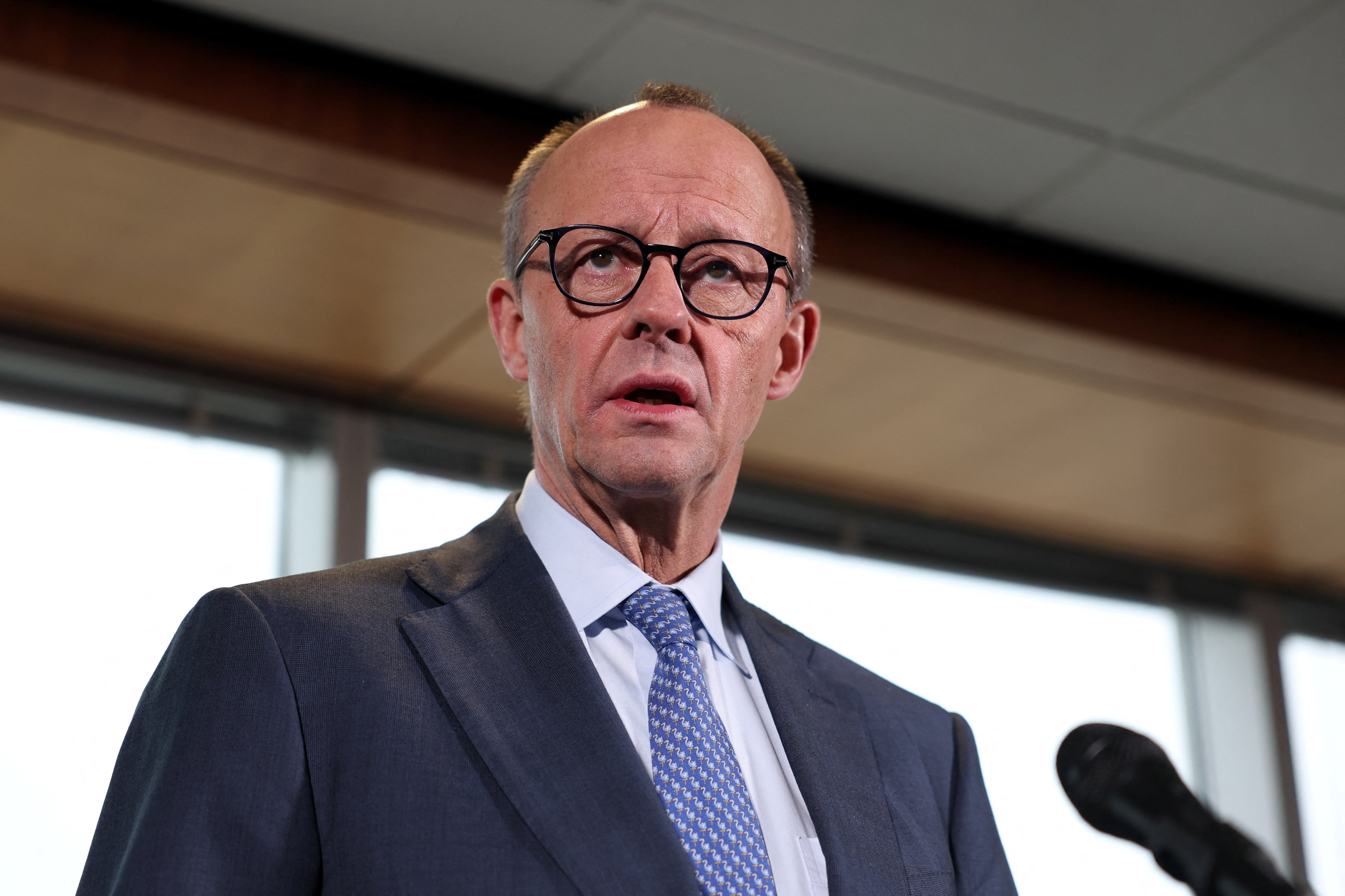 German Chancellor Friedrich Merz holds a press conference following his meeting with U.S. President Donald Trump in Washington