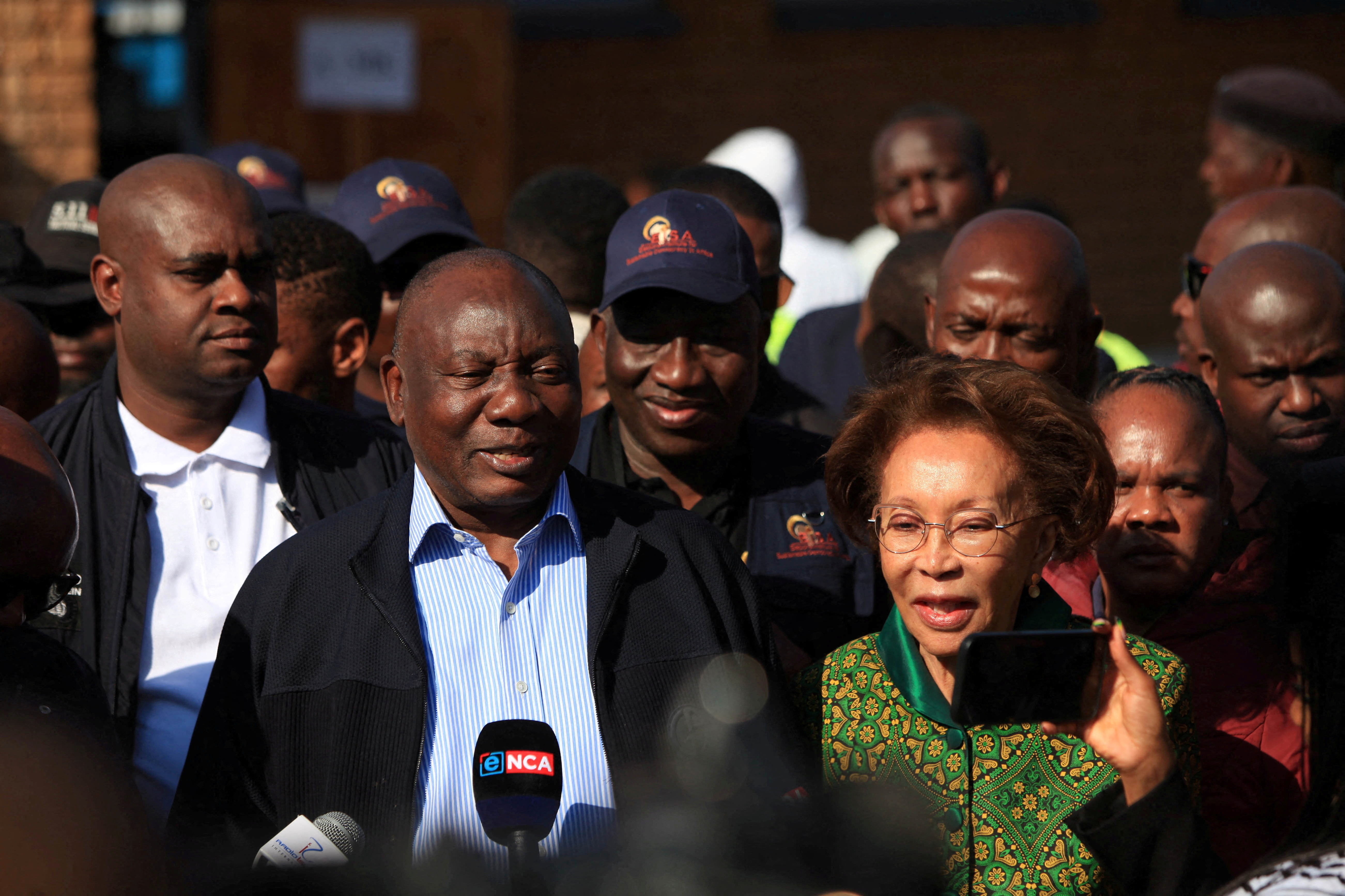FILE PHOTO: South African president Cyril Ramaphosa votes in Soweto