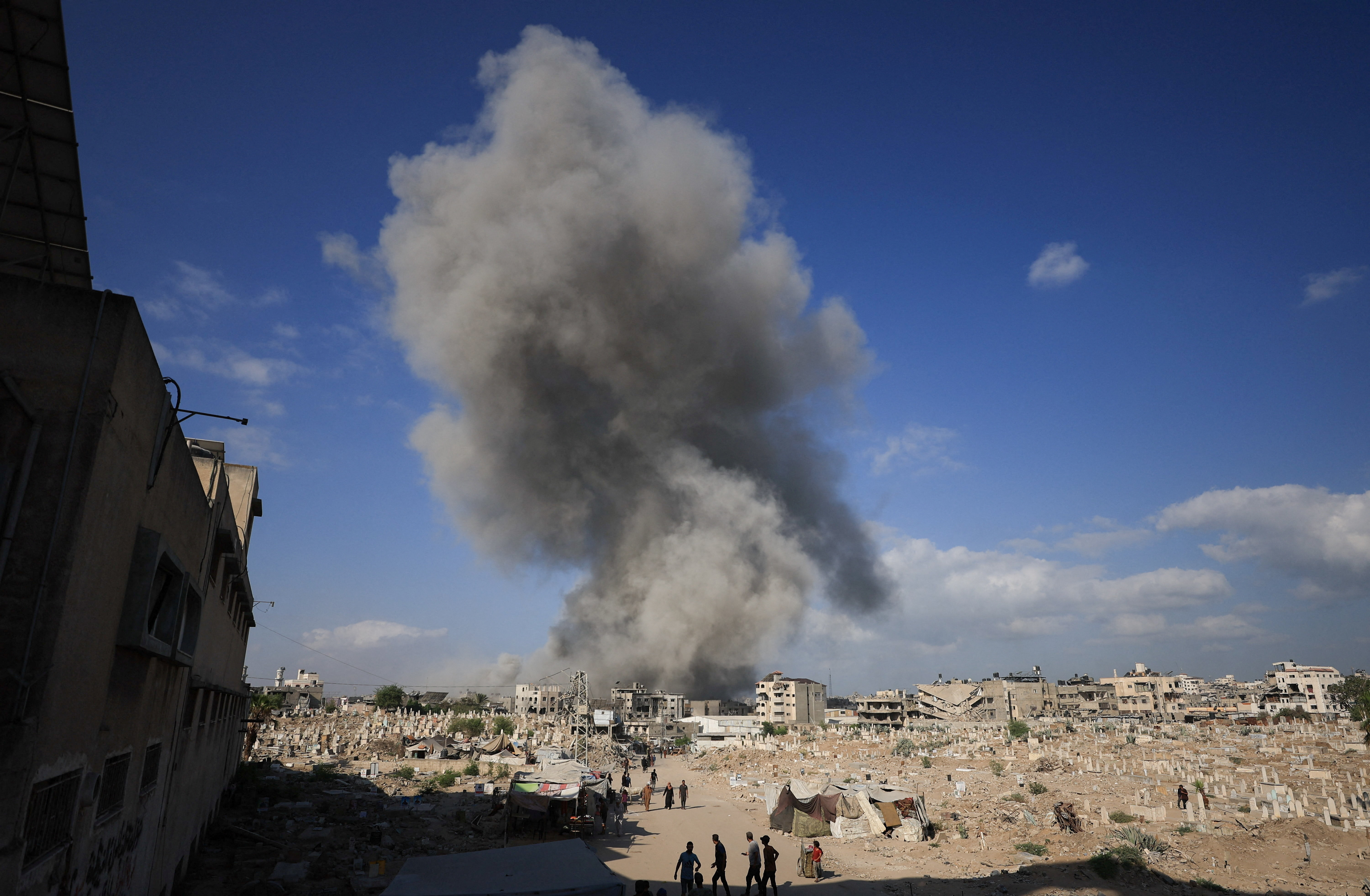Smoke rises following explosion during Israeli operation in Gaza City