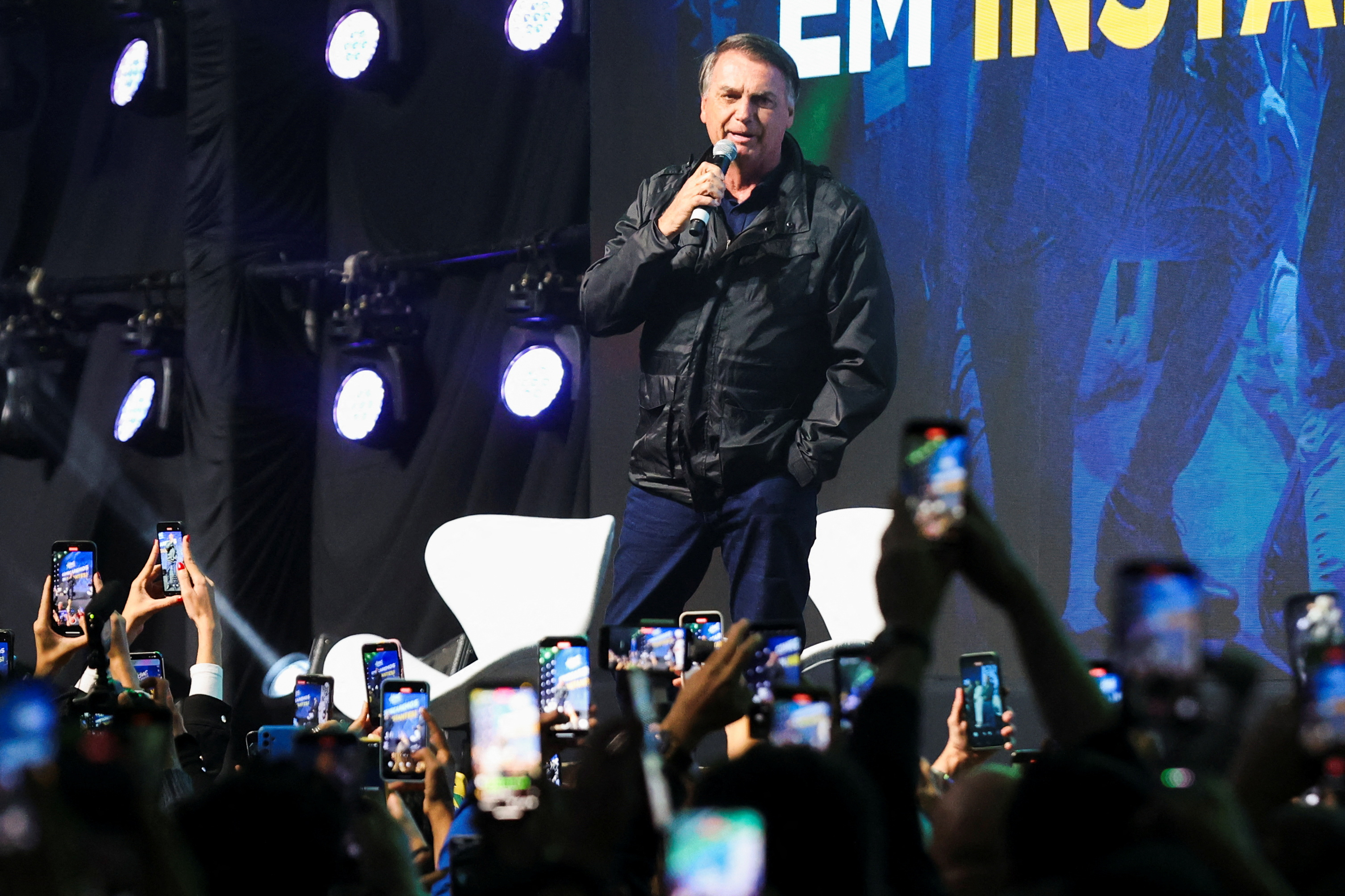Brazil's former president Jair Bolsonaro attends CPAC in Balneario Camboriu
