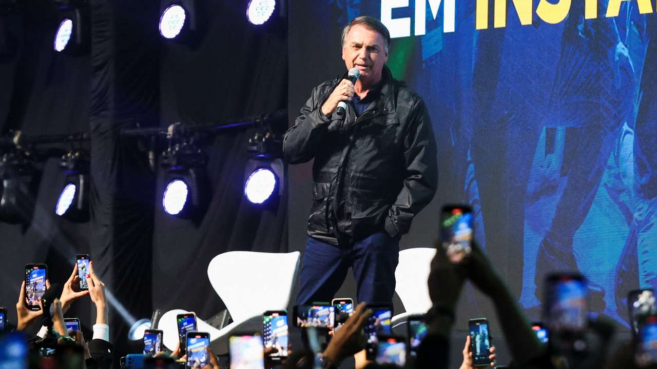 Brazil's former president Jair Bolsonaro attends CPAC in Balneario Camboriu