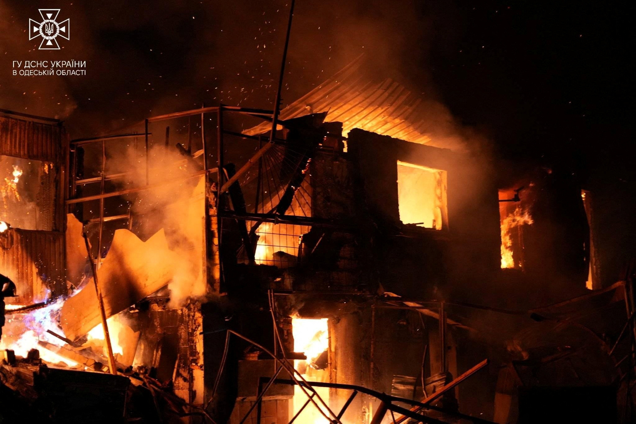 Aftermath of a Russian drone attack in Odesa region