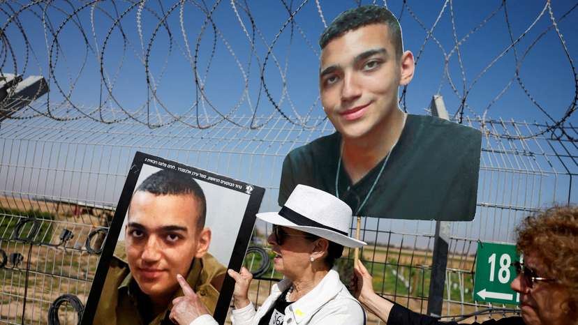 Families and supporters of hostages who were kidnapped during the October 7 attack use giant loudspeakers to call their captive loved ones over the border between Israel and Gaza