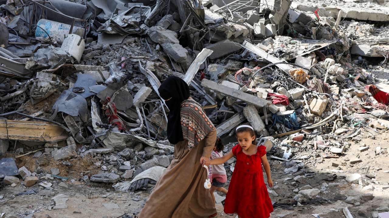 FILE PHOTO: Aftermath of Israeli strikes at the area where Israeli hostages were rescued on Saturday, in Nuseirat refugee camp