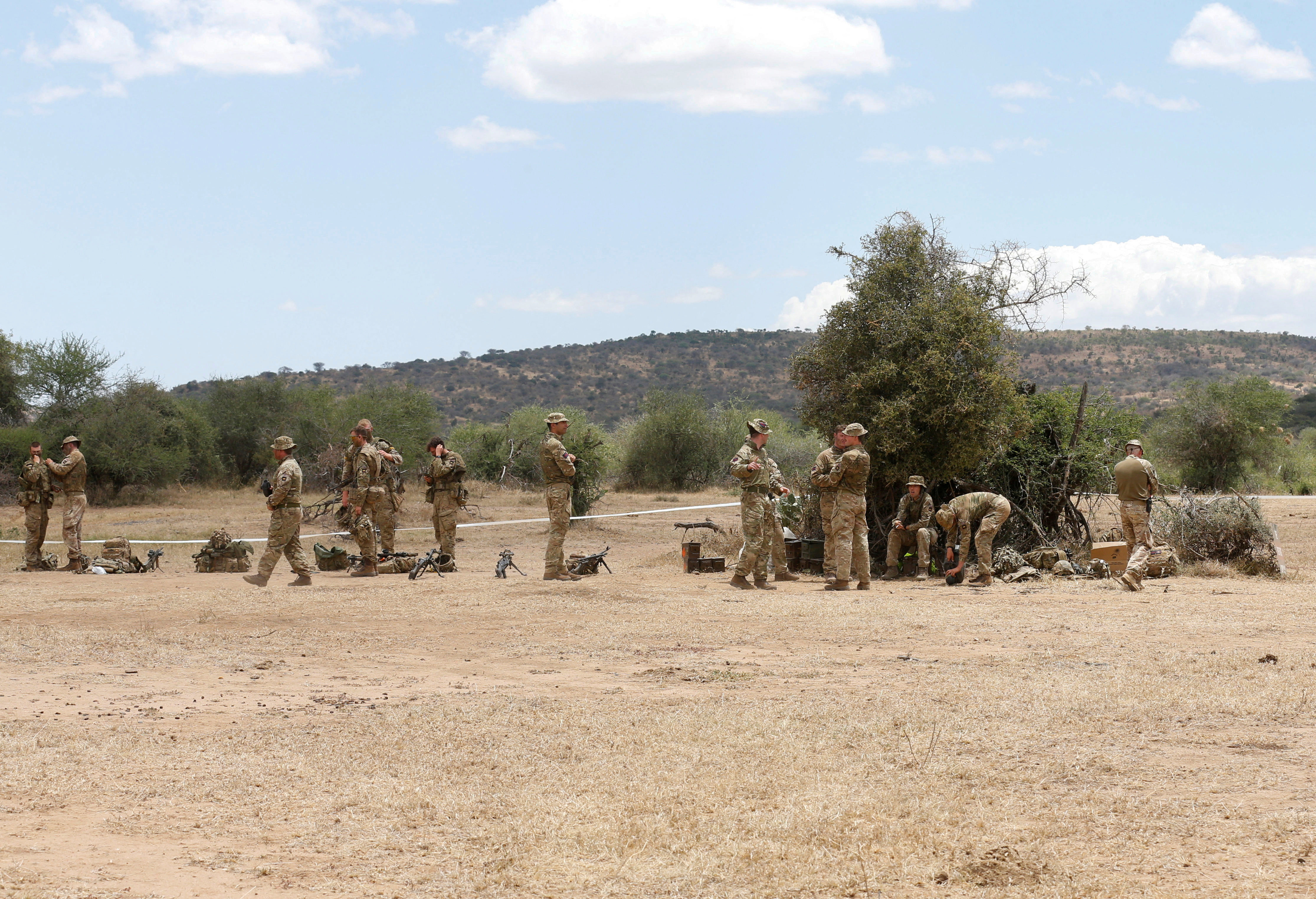 FILE PHOTO: Soldiers are seen during a training session under the British Army Training Unit Kenya at a camp in Laikipia