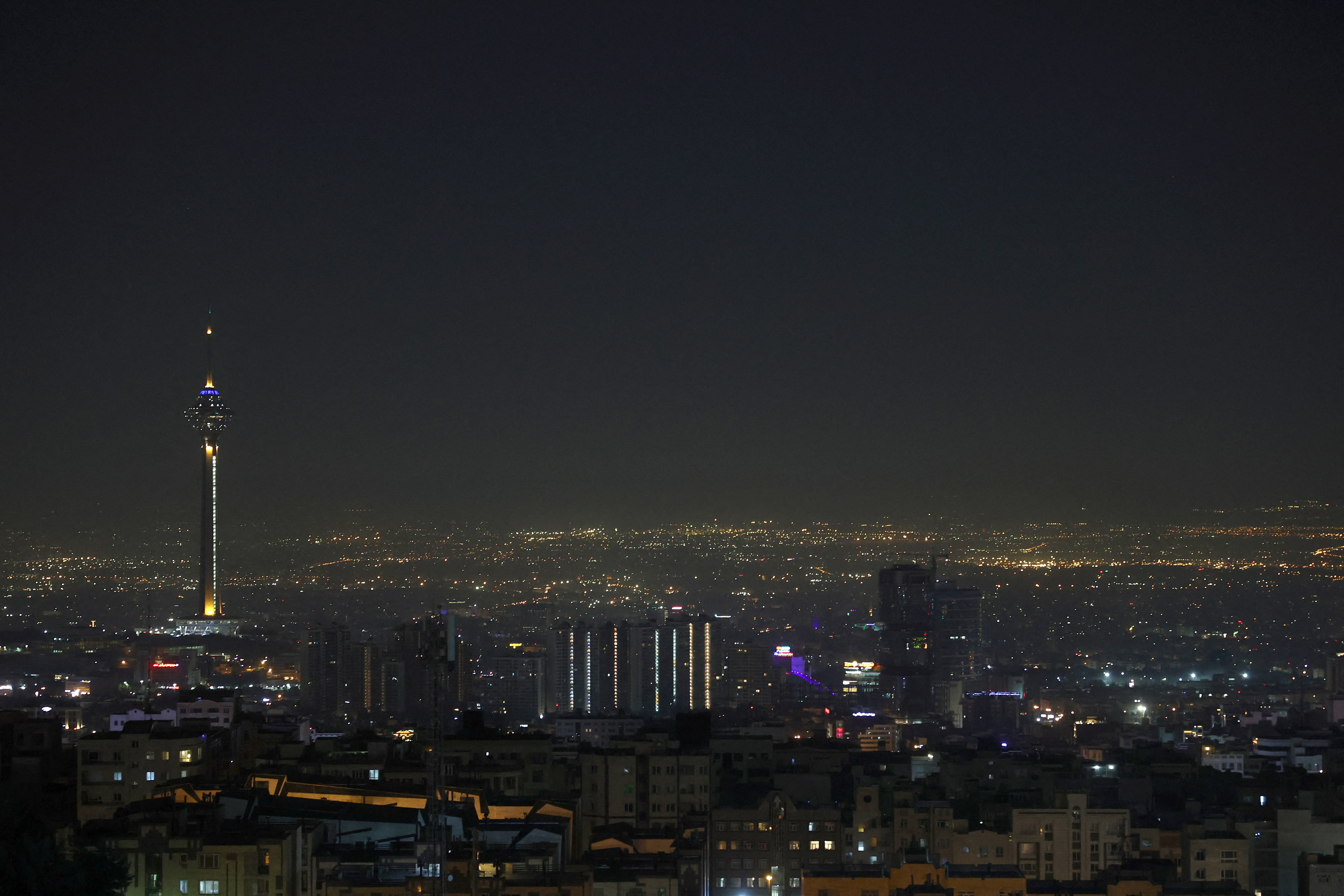 A general view of Tehran after several explosions were heard, in Tehran