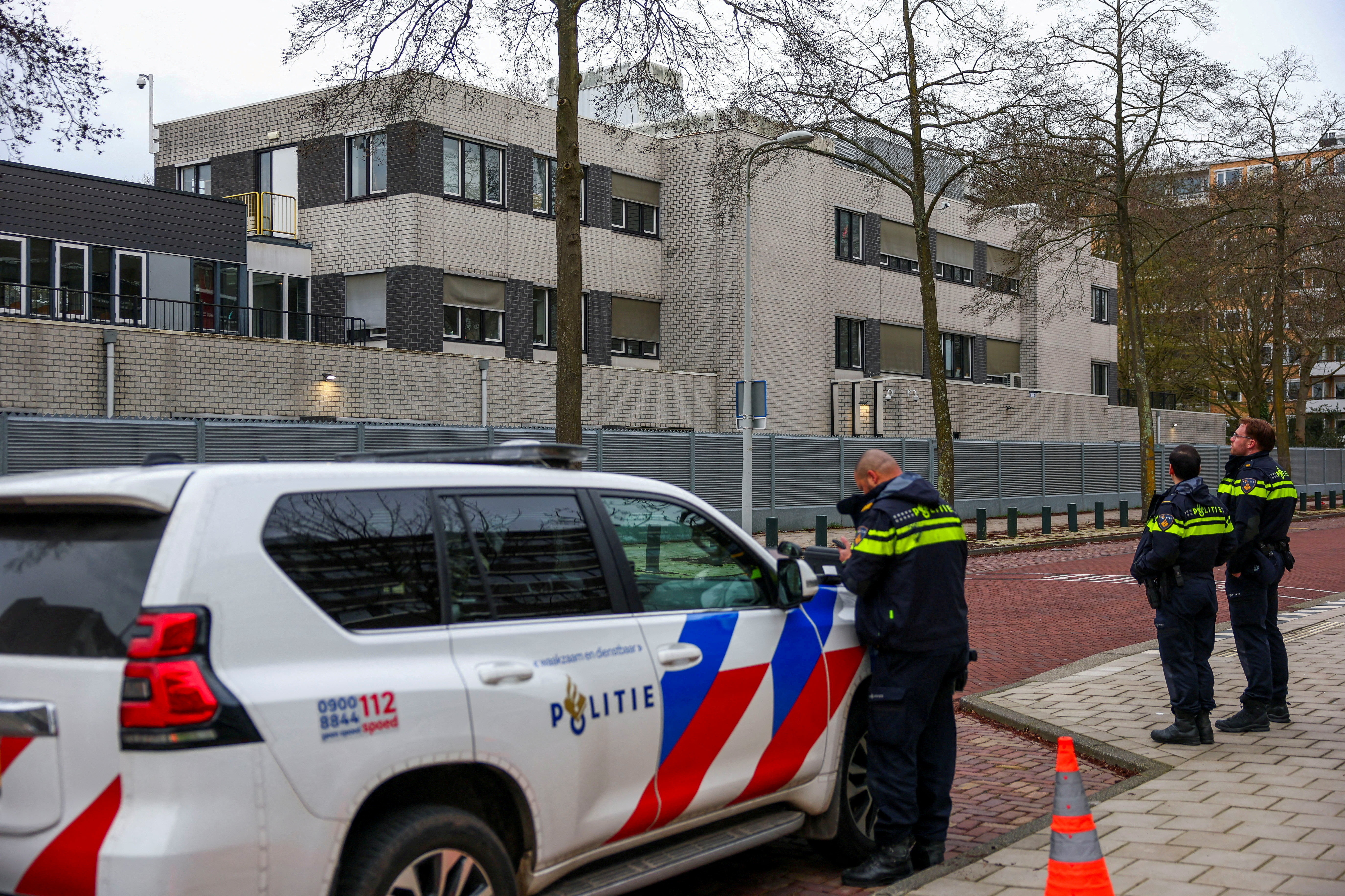 FILE PHOTO: Police cordon the area around a Jewish school following an explosion, in Amsterdam