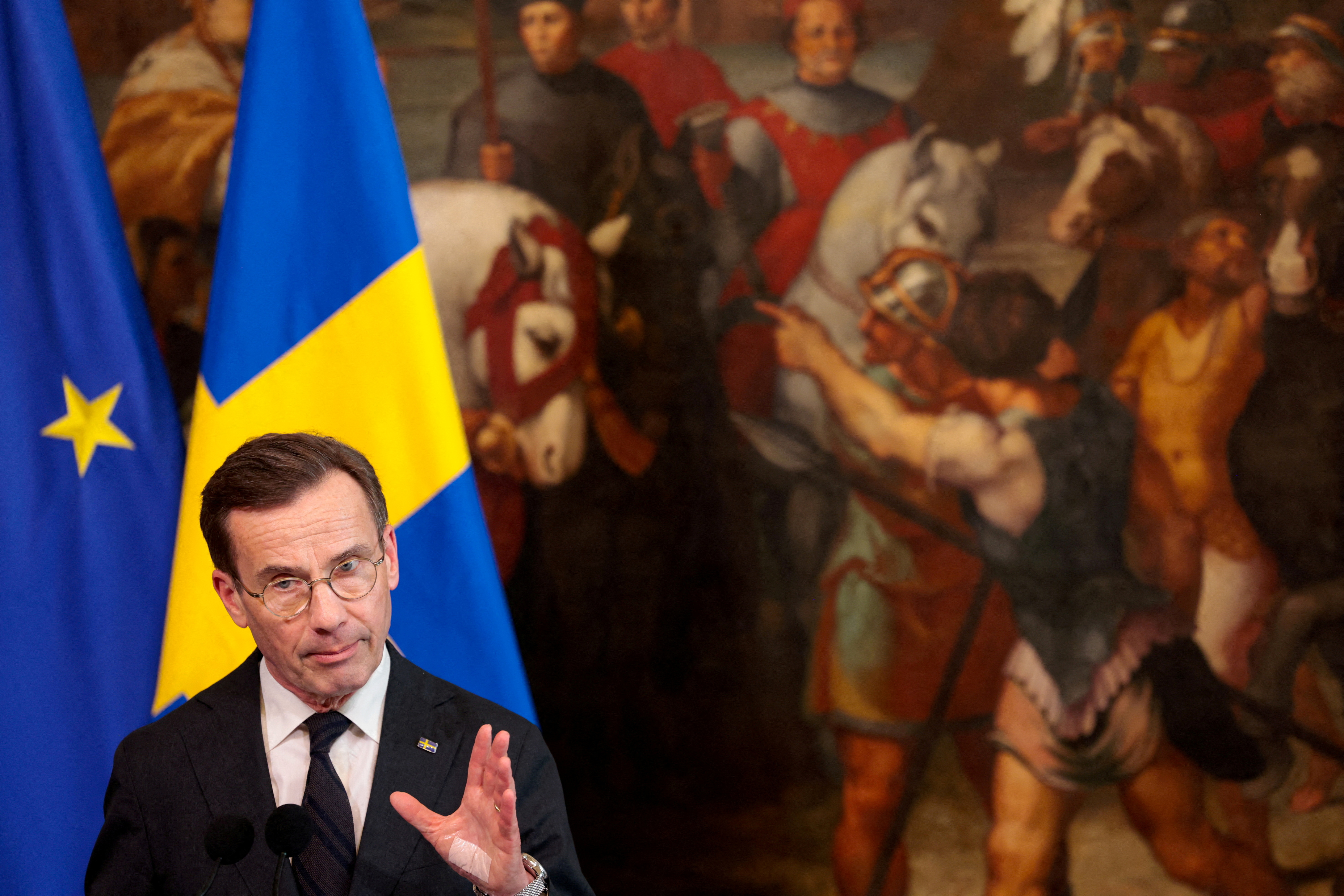 FILE PHOTO: Italian Prime Minister Meloni meets Swedish Prime Minister Kristersson, in Rome