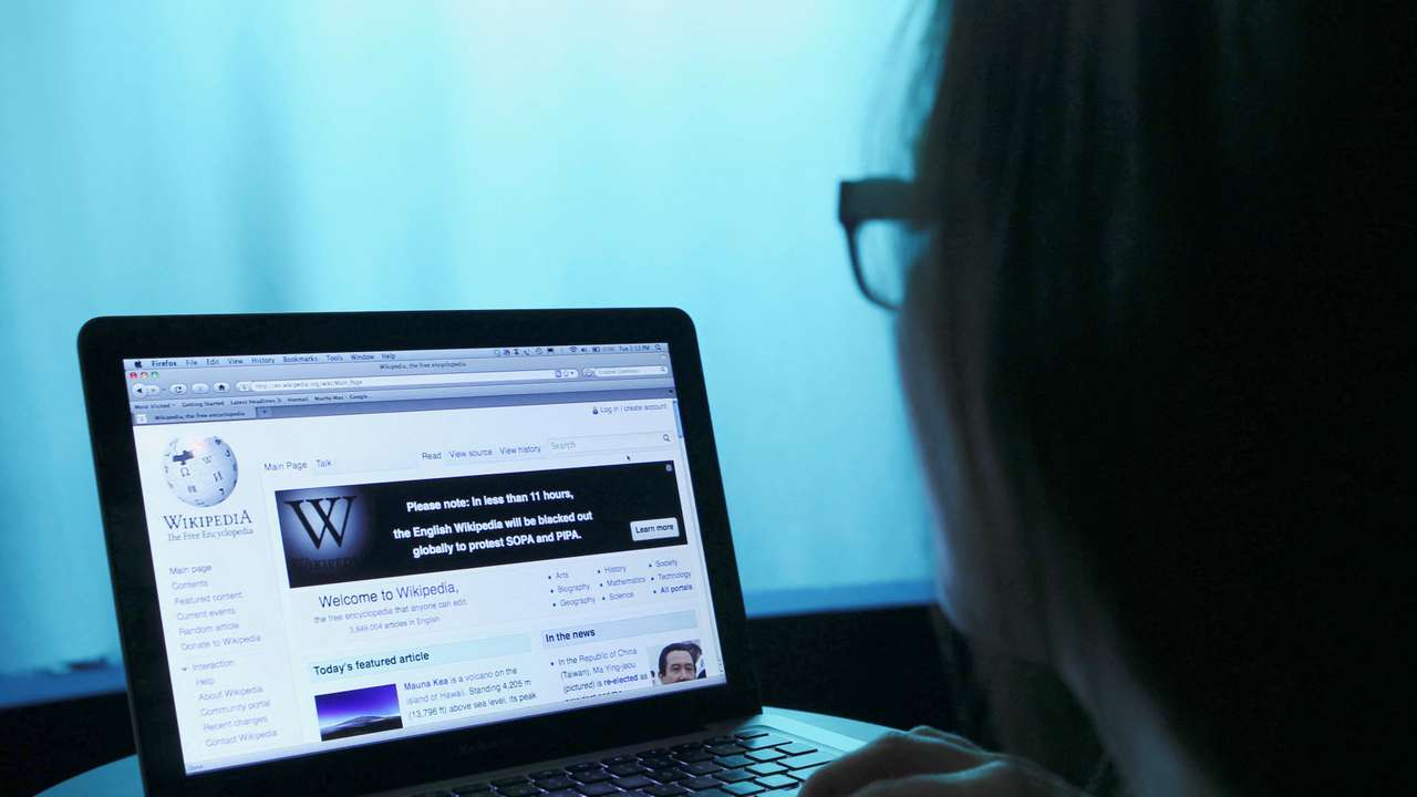 FILE PHOTO: Wikipedia webpage in use on a laptop computer is seen in this photo illustration taken in Washington