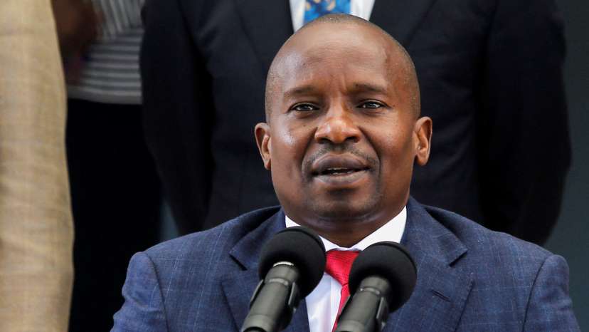 Kenya's Cabinet Secretary of the Ministry of Interior and National Administration Kithure Kindiki addresses a press conference in Nairobi