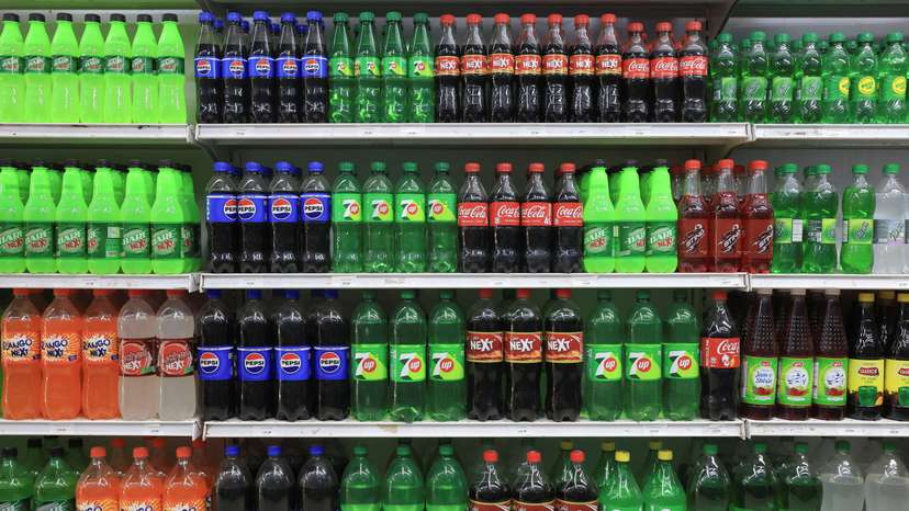 Soft drinks on display at a shopping mall in Karachi