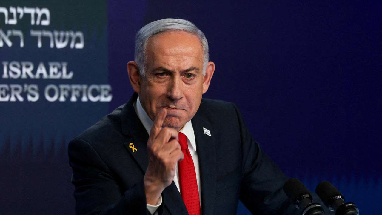 FILE PHOTO: Israeli Prime Minister Netanyahu attends a press conference, in Jerusalem