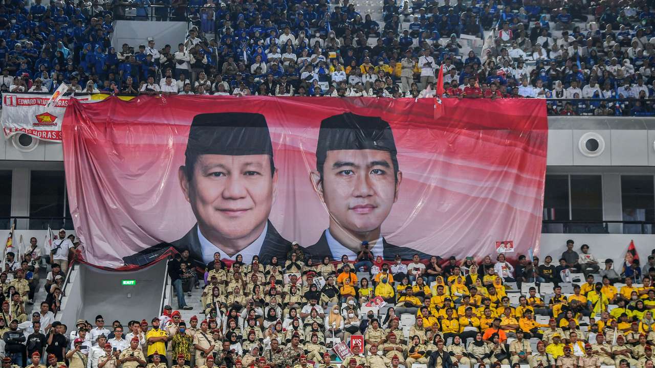 Indonesia's presidential candidate, Prabowo Subianto, and his running mate, Gibran Rakabuming Raka, register for the next year's election in Jakarta