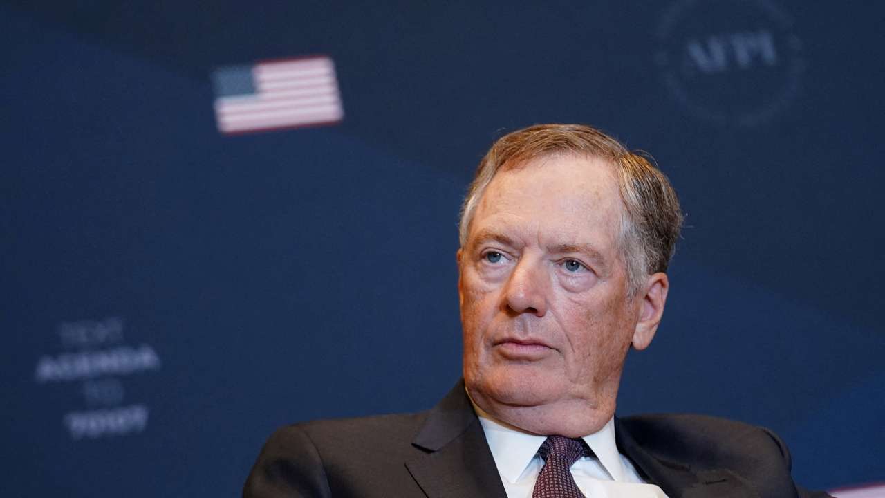 FILE PHOTO: Former U.S. Trade Representative Robert Lighthizer listens during America First Policy Institute summit in Washington