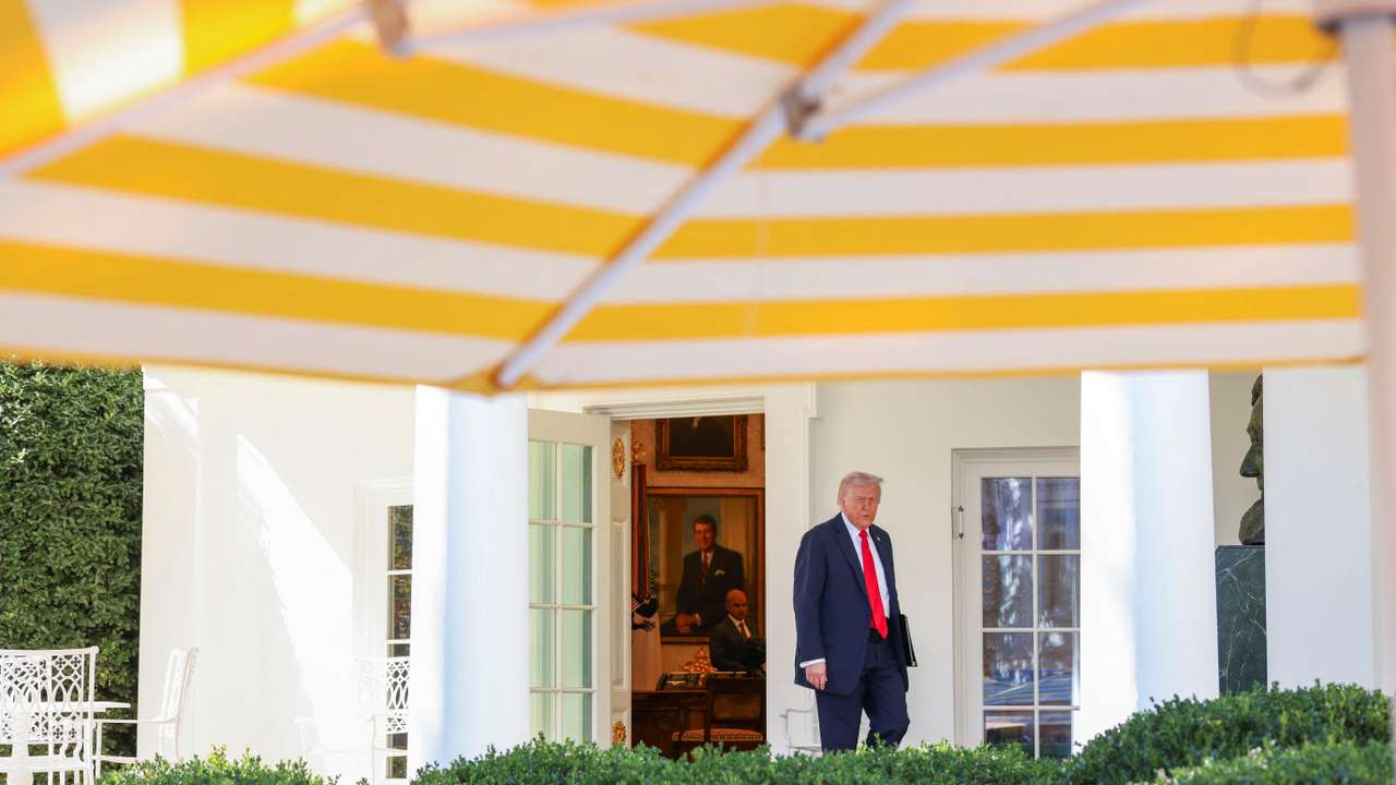 U.S. President Donald Trump hosts a Rose Garden Club lunch at the White House in Washington