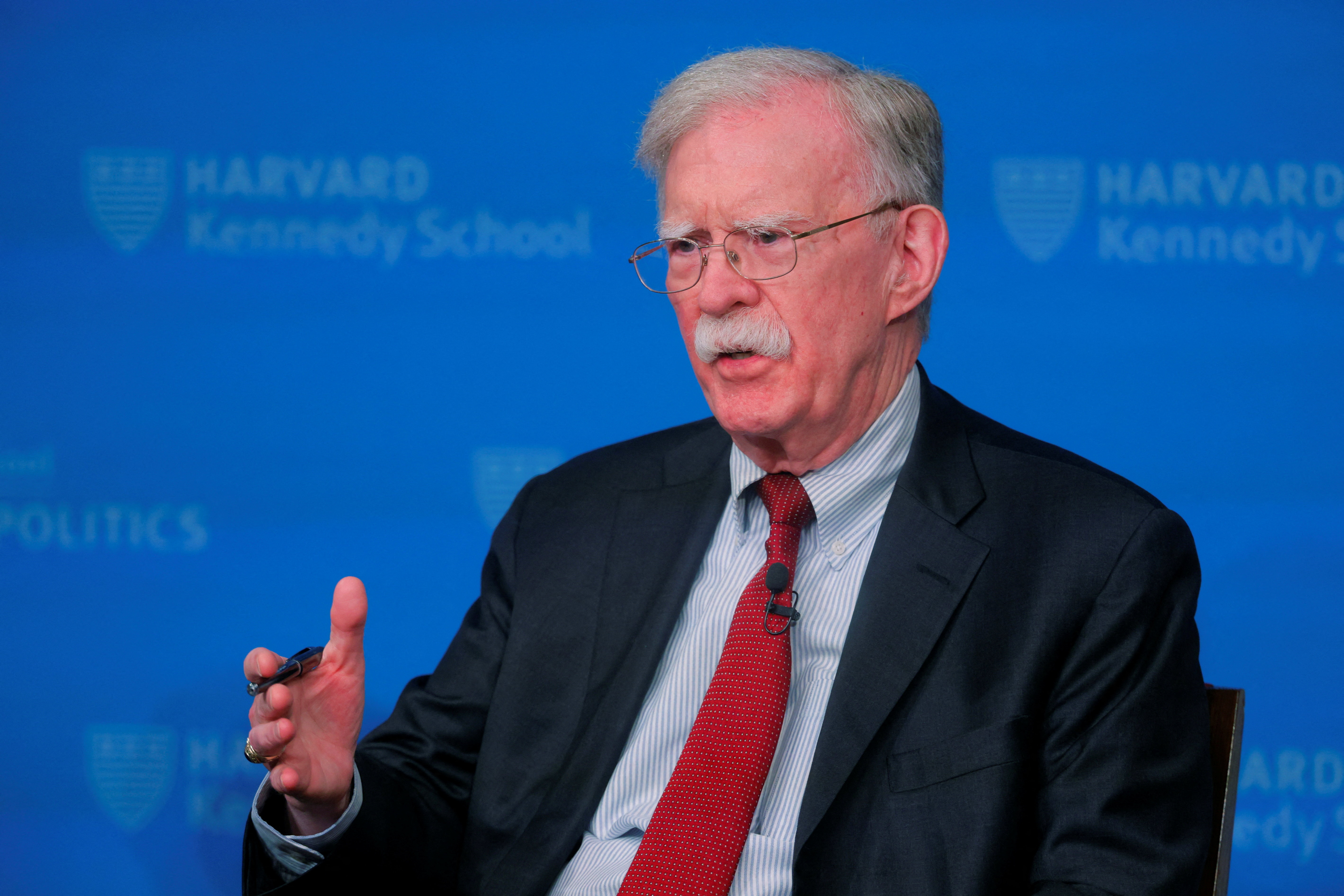 Former National Security Advisor Bolton at Harvard in Cambridge