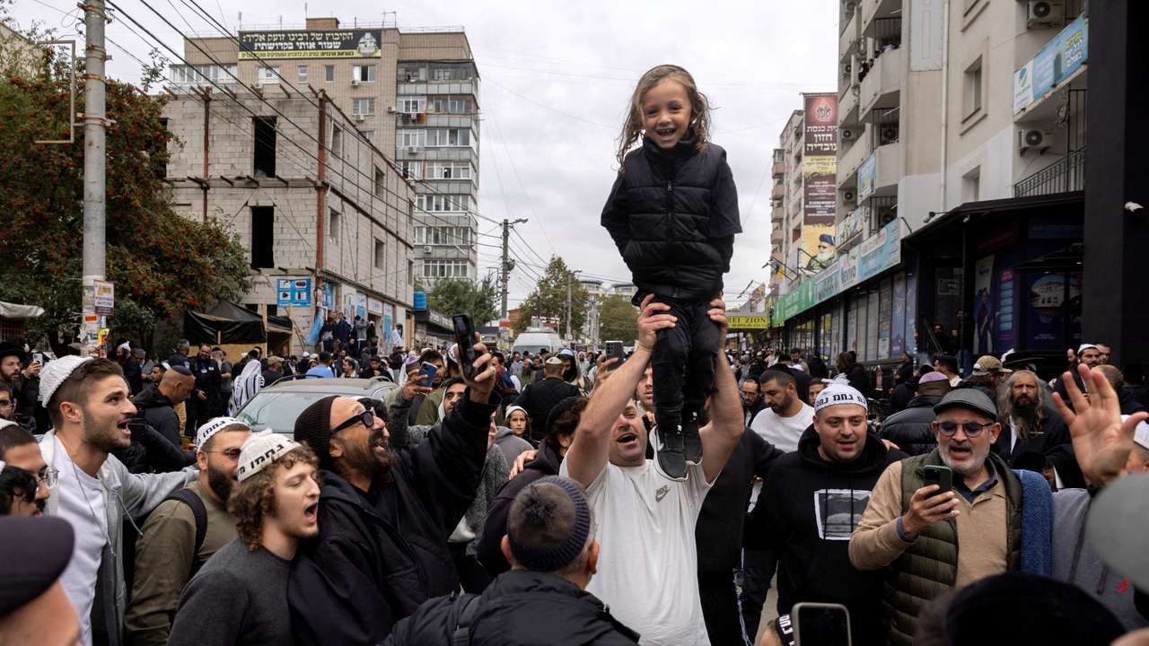 Ultra-Orthodox Jewish pilgrims celebrate Rosh Hashanah near tomb of Rabbi Nachman of Breslov in Uman
