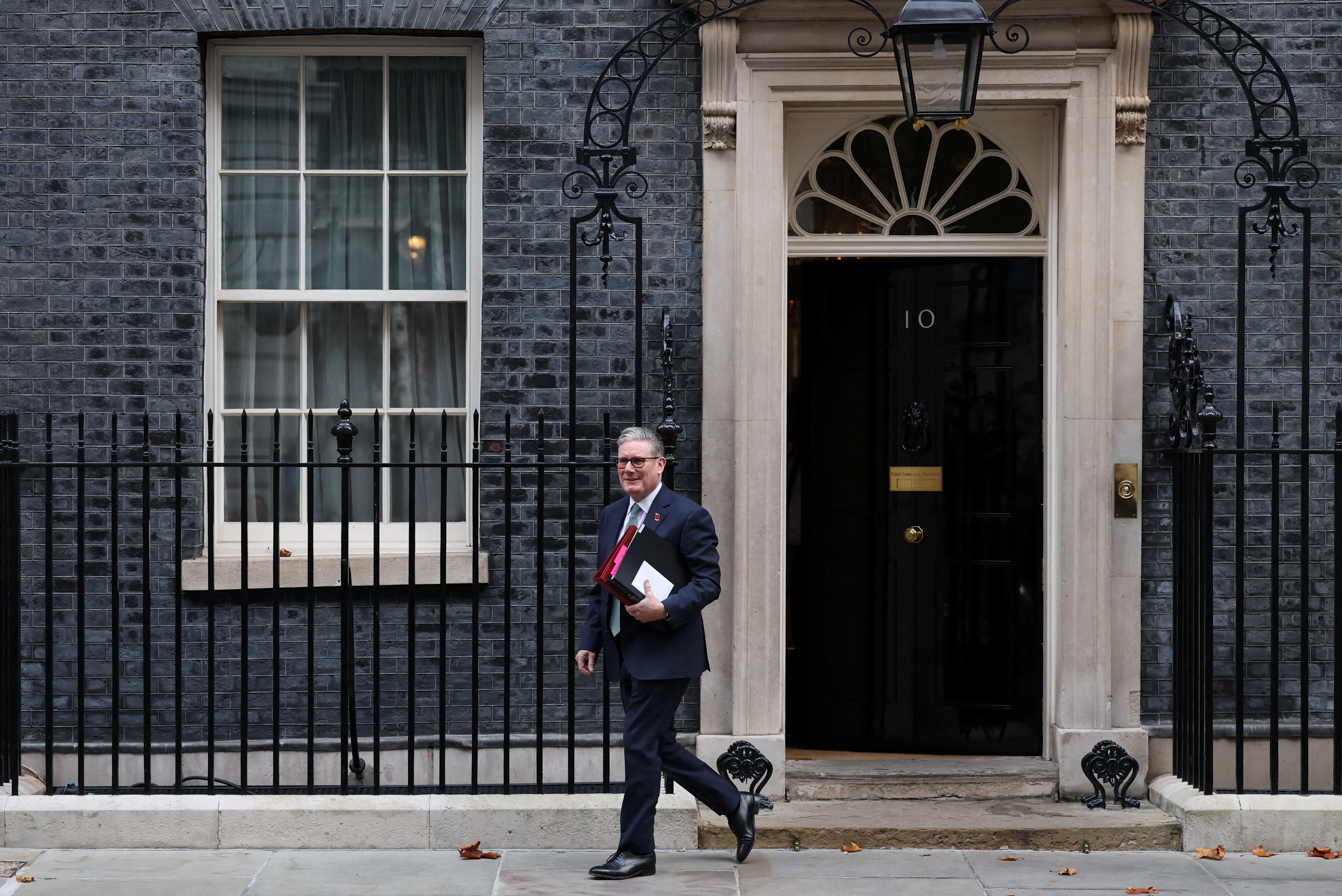 British PM Keir Starmer leaves 10 Downing Street in London