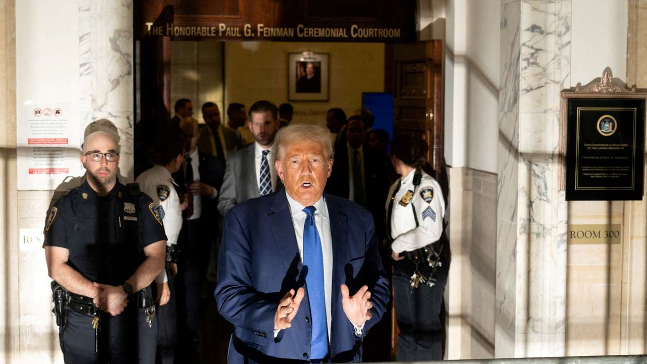 Former U.S. President Donald Trump attends the Trump Organization civil fraud trial, in New York State Supreme Court in the Manhattan borough of New York City