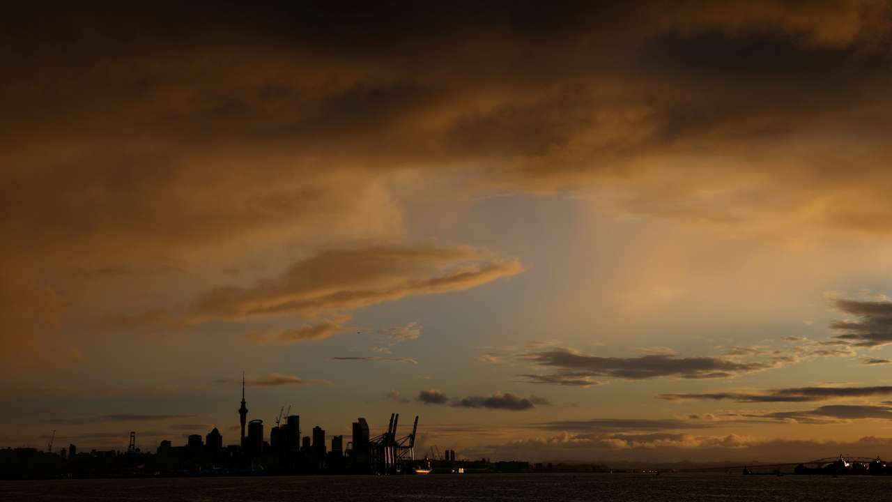 FILE PHOTO: The Auckland skyline is seen at sunset