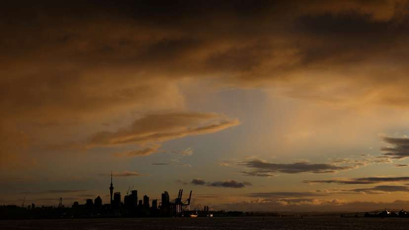 FILE PHOTO: The Auckland skyline is seen at sunset