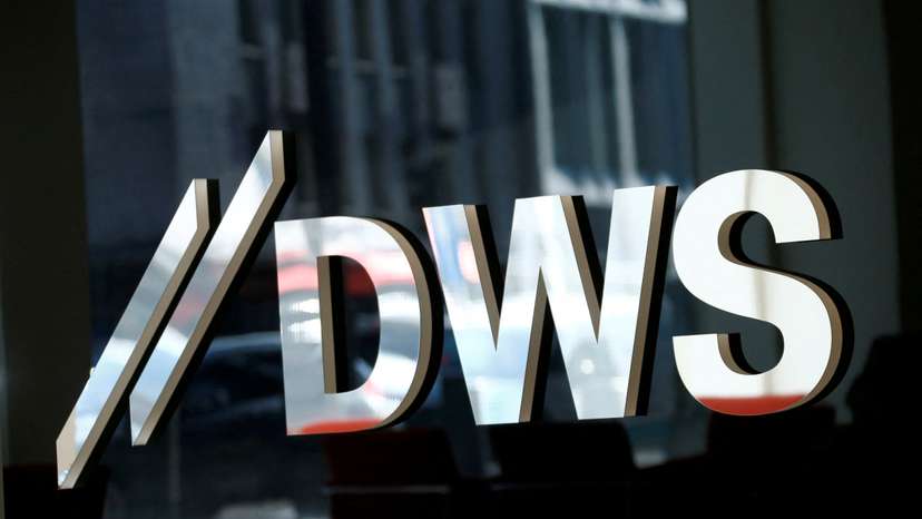 FILE PHOTO: The new logo of Deutsche Bank's DWS Asset Management is pictured at their headquarters in Frankfurt