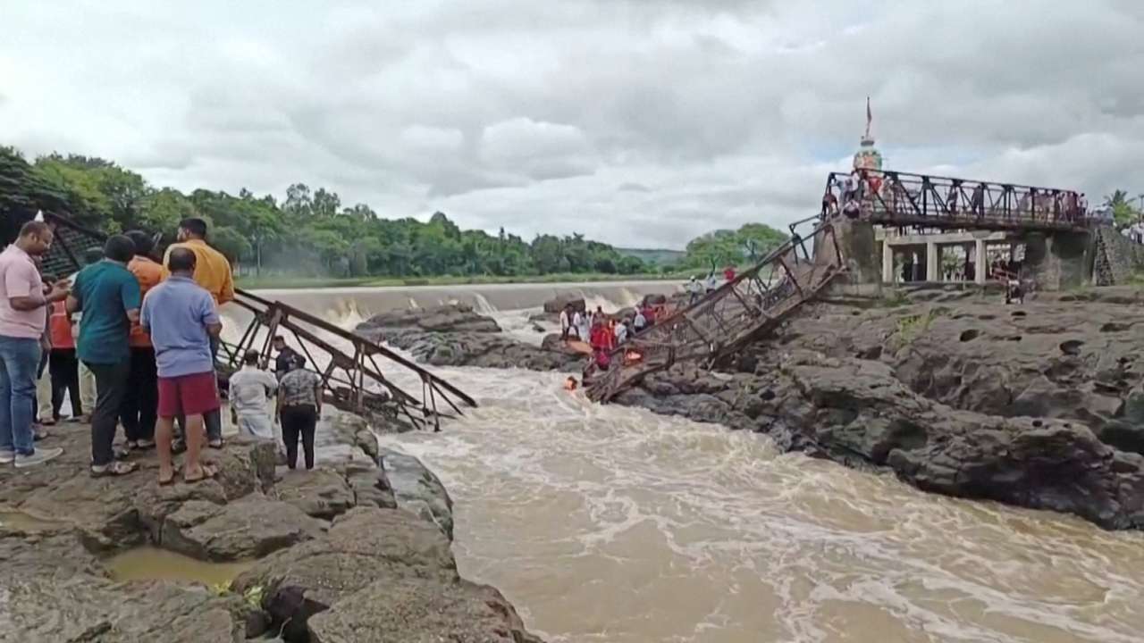 A bridge collapsed over the Indrayani river, in Pune