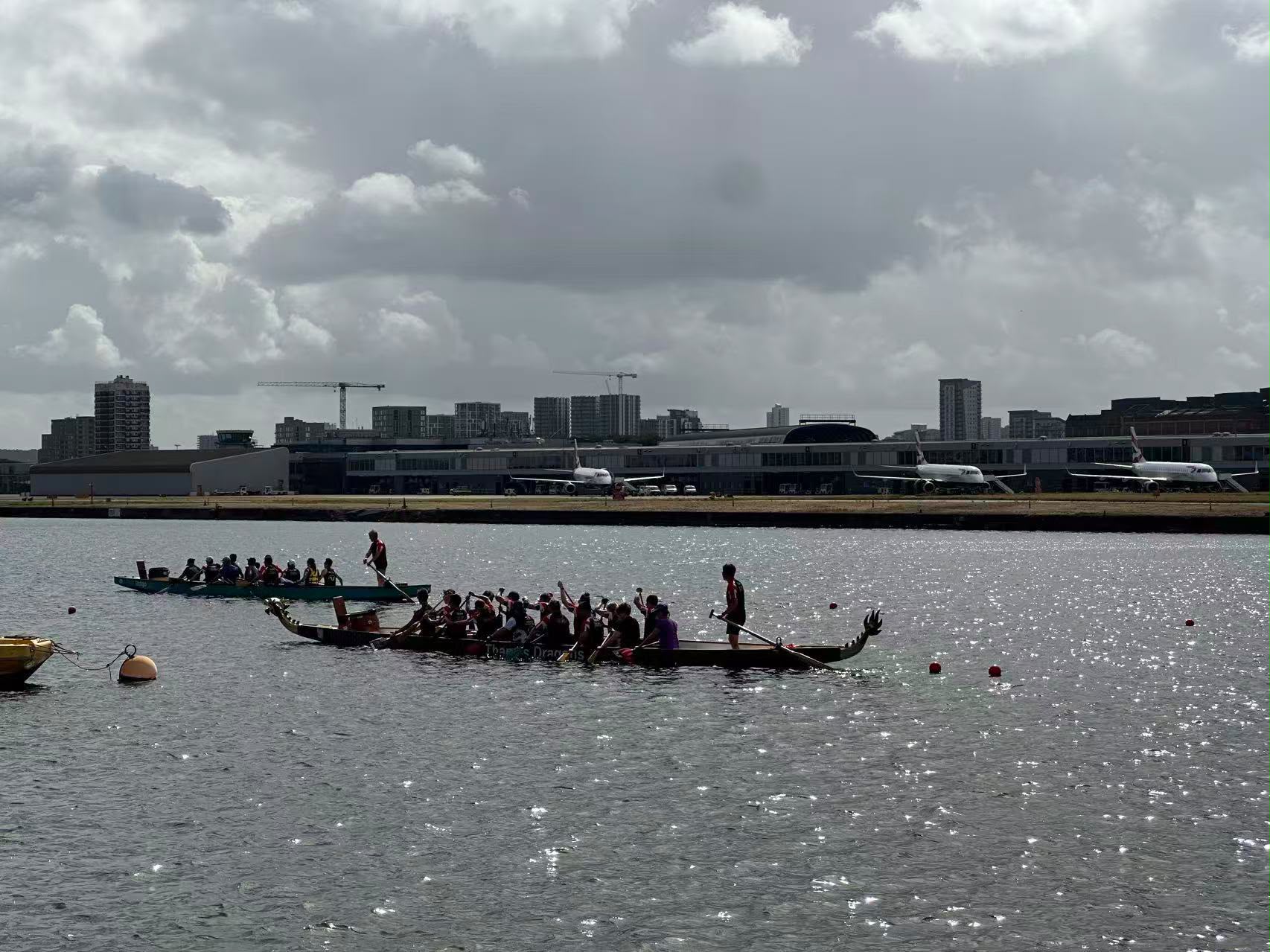 Dragon Boats beside London City Airport