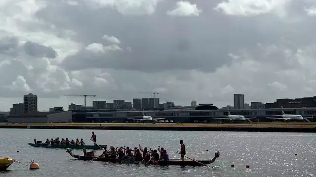 Dragon Boats beside London City Airport