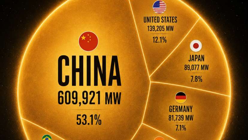 China dominates global solar power capacity with more than half of top 10 installations