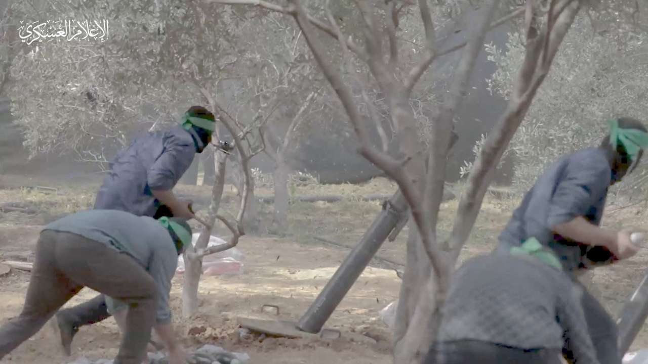 FILE PHOTO: Hamas releases footages showing what it says are its fighters firing mortar shells at Israeli forces