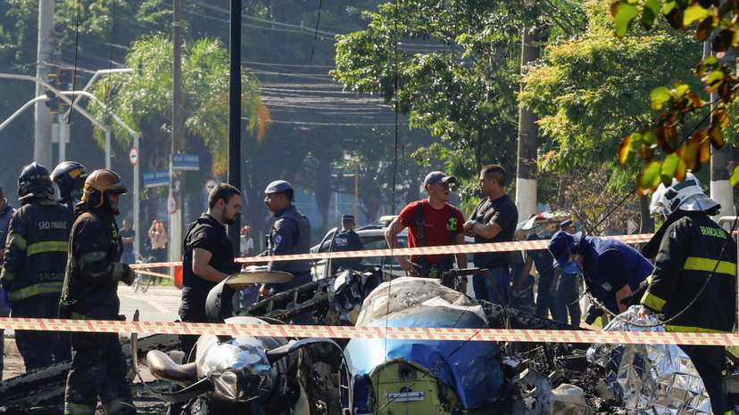 Small plane crashes into vehicles on busy Sao Paulo avenue