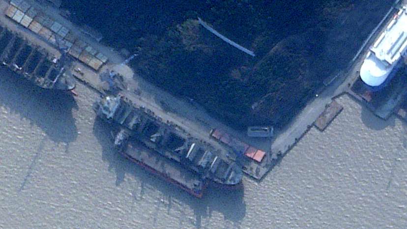 Ship identified by RUSI as the North Korean registered cargo vessel Angara docked in China