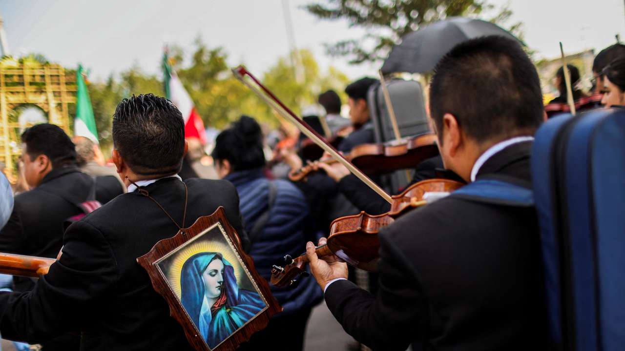 Mariachi band members celebrate St. Cecilia in Mexico City