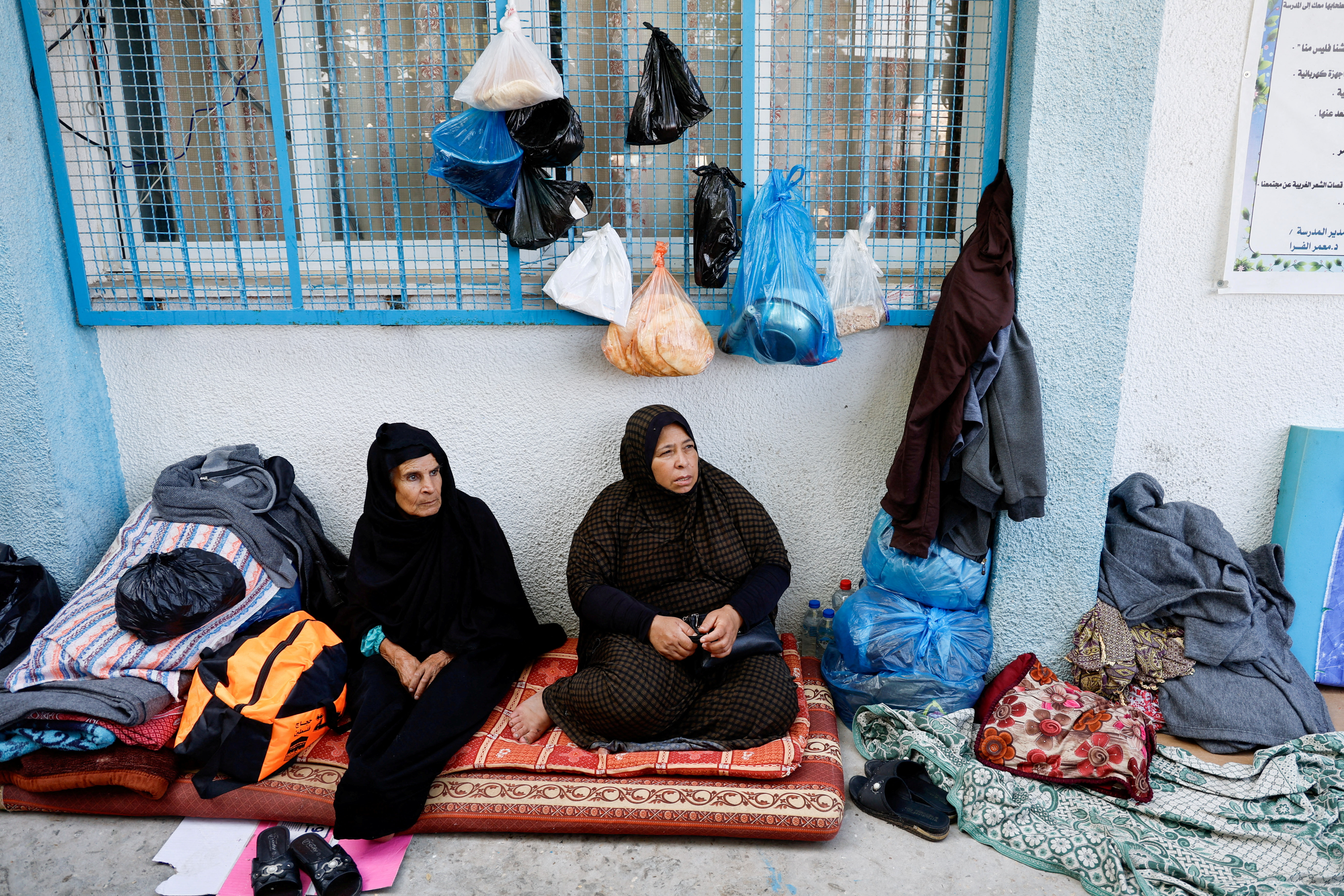 FILE PHOTO: Palestinians take shelter in a United Nations-run school, in Khan Younis