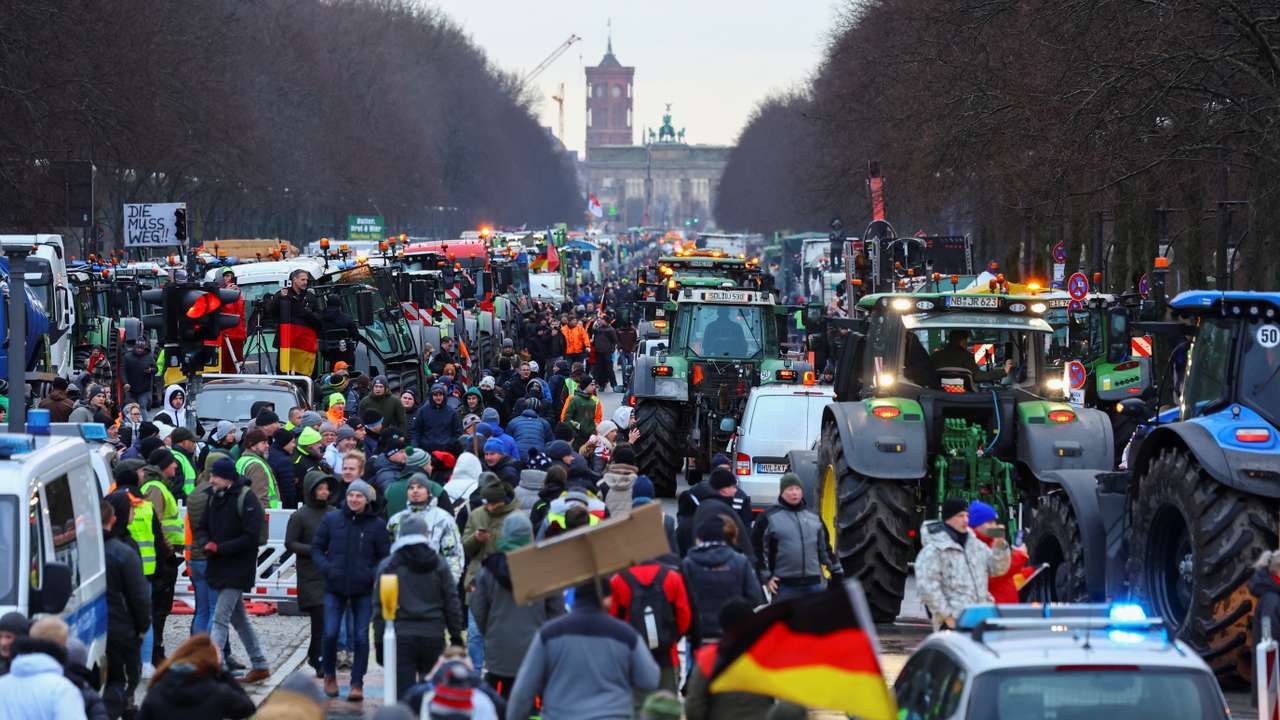 German farmers protest against the cut of vehicle tax subsidies in Berlin
